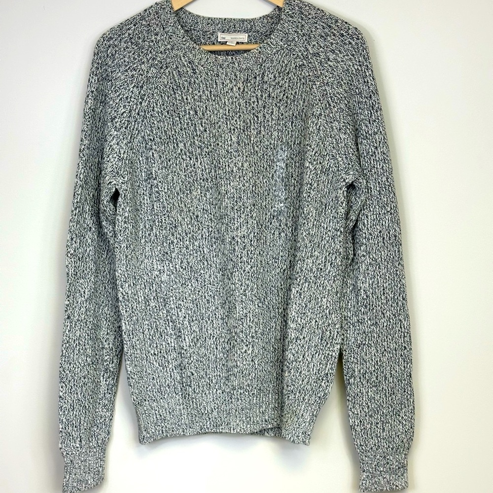 GAP Cotton Sweater, Crewneck, Navy/White pebbled design